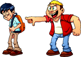 Cartoon image of two boys demonstrating bullying 
